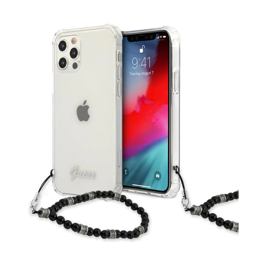 Guess Black Pearl Strap Case, Transparent – iPhone 12 / 12 Pro