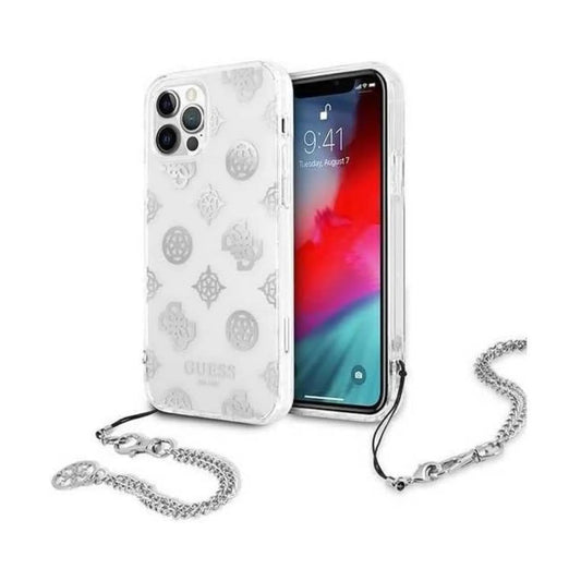 Guess GUHCP12LKSPESI Peony Chain Collection Case, Silber – iPhone 12 Pro Max