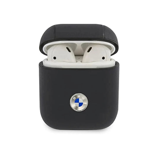 BMW Hülle BMA2SSLNA Leder Silver Logo Navy Blue – AirPods 1/2