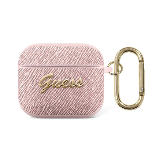 Guess GUA3SASMP Saffiano Script Metal Case, Rosa – AirPods 3