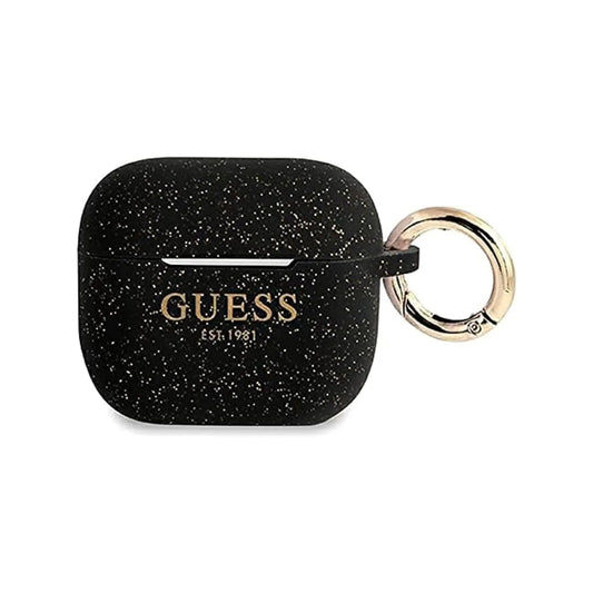 Guess Hülle GUA3SGGEK Silicone Glitter Schwarz – Für AirPods 3