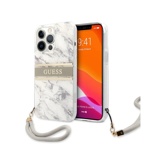 Guess Hülle Marble Strap Grau - iPhone 13 Pro Max