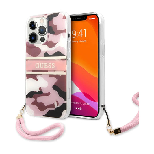 Guess GUHCP13LKCABPI Hülle Camo Strap Collection Pink - iPhone 13 / 13 Pro