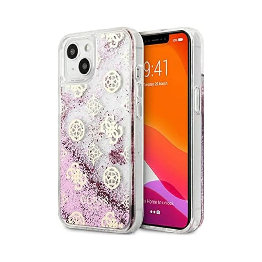 Guess Hülle Peony Liquid Glitter Pink - iPhone 13 mini