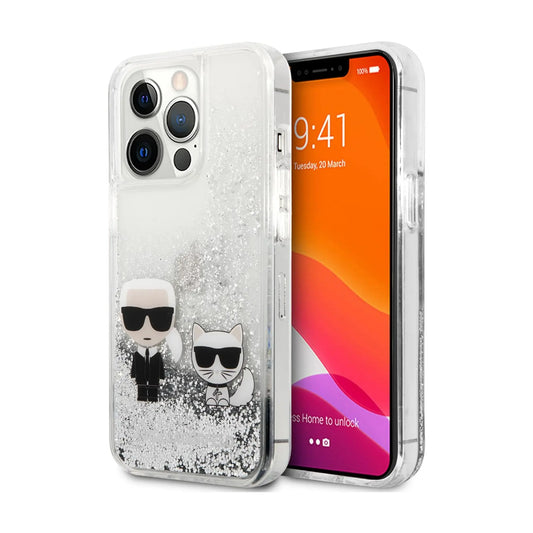 Karl Lagerfeld Glitzer Katze Case, Silber - iPhone 13 Pro