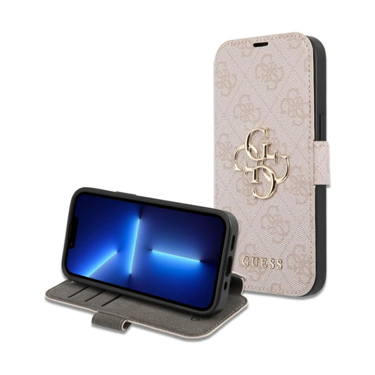 Guess GUBKP13L4GMGPI 4G Big Metal Logo Book Case, Pink – iPhone 13 / 13 Pro