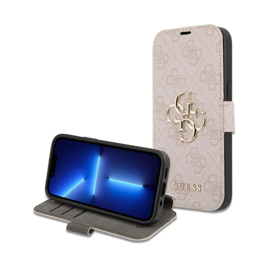 Guess 4G Big Metal Logo Book Case, Pink – iPhone 13 Pro Max