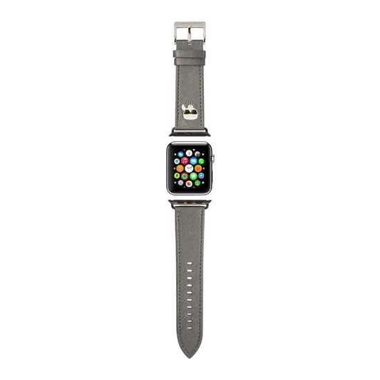 Karl Lagerfeld Saffiano Karl Heads Apple Watch Armband KLAWLOKHG, Silber - 42/44/45 mm