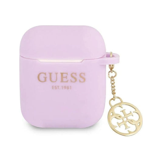 Guess AirPods Hülle 4G Charms Silikon Lila