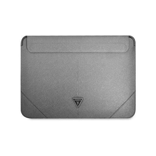 Guess GUCS16PSATLG Saffiano Triangle Logo Sleeve, Grau – bis 16 Zoll