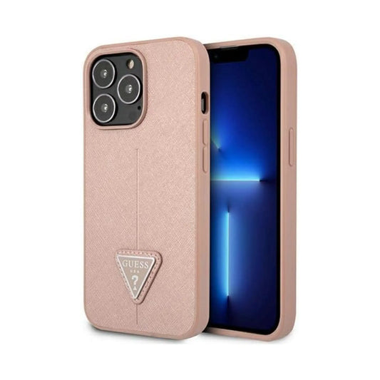 Guess Saffiano Triangle Logo Case, Pink – iPhone 13 Pro