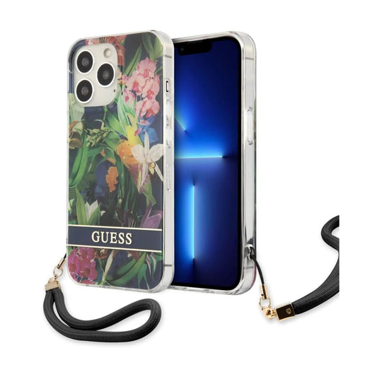 Guess Flower Cord Crossbody Case, Blau – iPhone 13 Pro