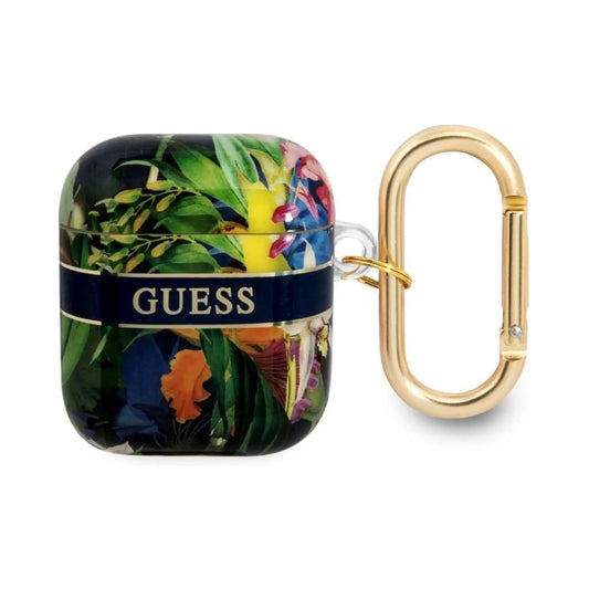 Guess GUA2HHFLB AirPods Hülle Heart Glitter - Blau