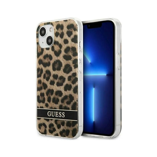 Guess Hülle Leopard Electro Stripe Braun - iPhone 13 Mini