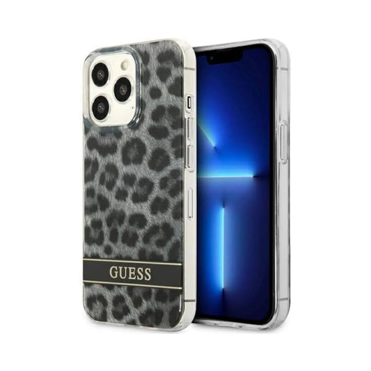 Guess Hülle Leopard Electro Stripe Grau - iPhone 13 Pro