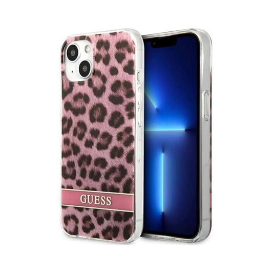 Guess Hülle Leopard Electro Stripe Pink - iPhone 13 mini