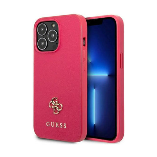 Guess GUHCP13LPS4MF Saffiano 4G Small Metal Logo Case, Rosa – iPhone 13 / 13 Pro