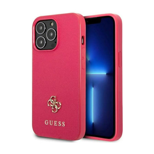 Guess GUHCP13XPS4MF Saffiano 4G Small Metal Logo Case, Pink – iPhone 13 Pro Max
