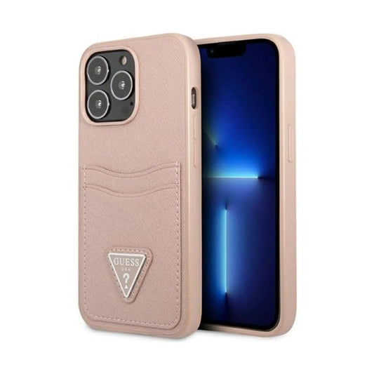 Guess Saffiano Triangle Logo Case, Rosa – iPhone 13 Pro Max