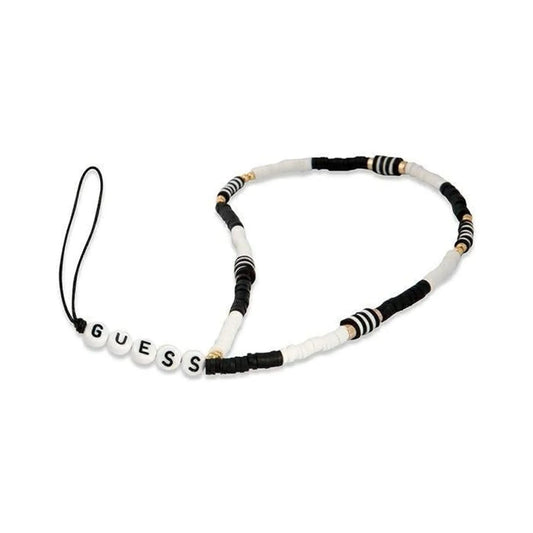 Guess GUSTBCKH Phone Strap Heishi Perlen Schwarz Weiß