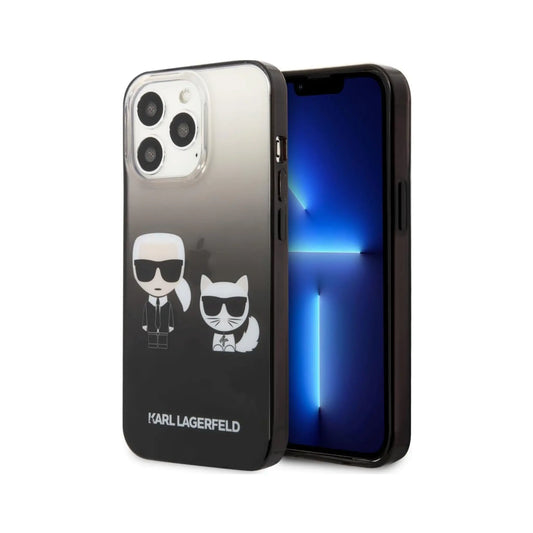 Karl Lagerfeld Gradient Iconic Karl & Choupette Case, Schwarz - iPhone 13 Pro