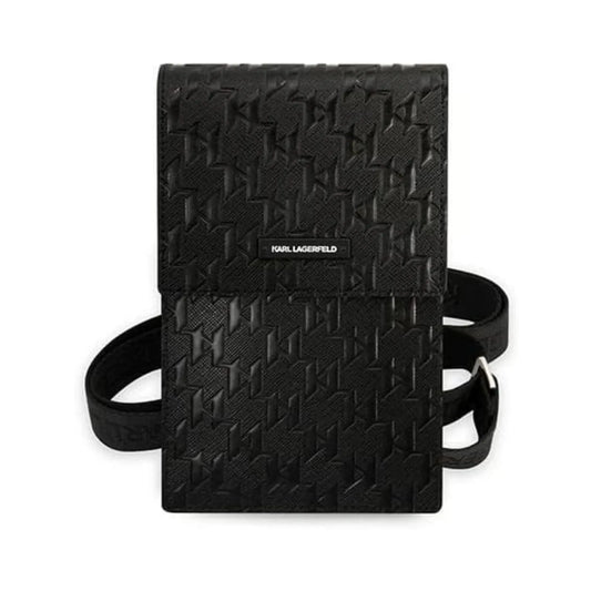 Karl Lagerfeld Saffiano Monogram Brieftasche Handytasche - Schwarz