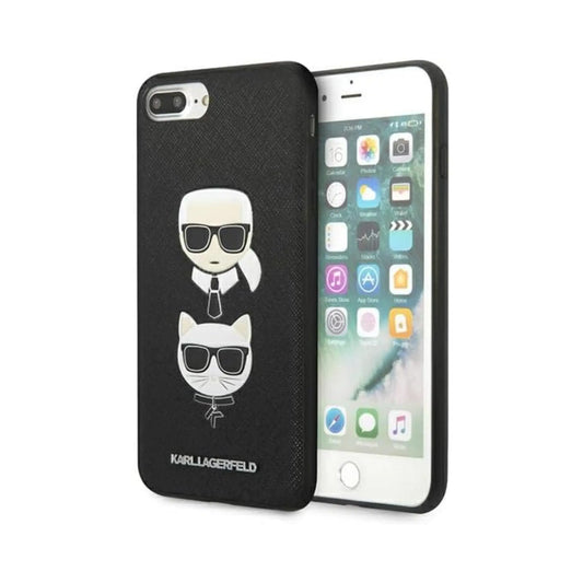 Karl Lagerfeld Saffiano Karl & Choupette Heads Case, Schwarz - iPhone 8 Plus / 7 Plus