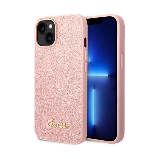 Guess Hülle Glitter Script Pink - iPhone 14 / 15 Plus