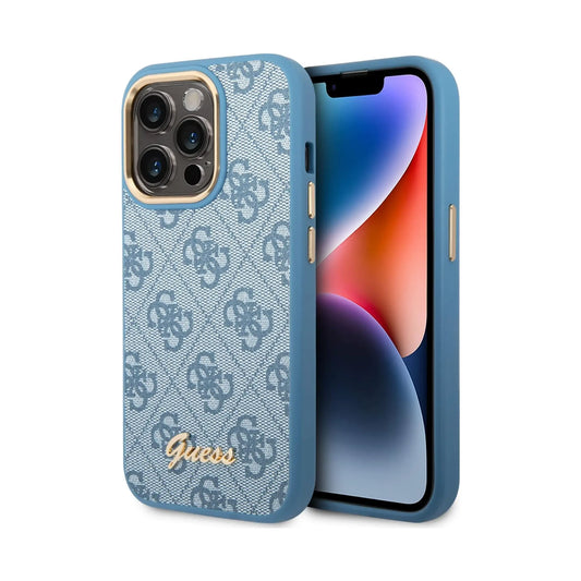 Guess 4G Vintage Gold Logo Case, Blau – iPhone 14 Pro