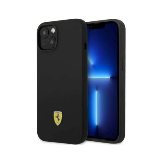 Ferrari Silikon Metal Logo MagSafe Case, Schwarz – iPhone 14 Plus
