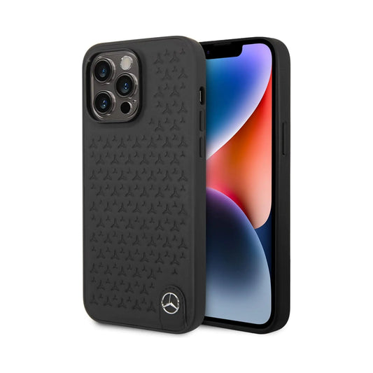 Mercedes Hülle MEHCP14X8REMPK Leather Stars Pattern Schwarz – iPhone 14 Pro Max