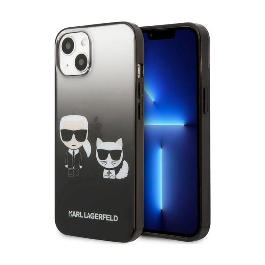 Karl Lagerfeld Gradient Iconic Karl & Choupette Case, Schwarz - iPhone 14 Plus