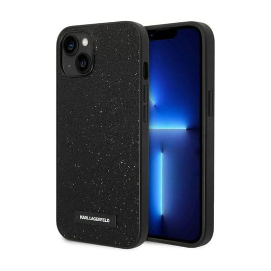 Karl Lagerfeld Glitzer Plakette Logo Case, Schwarz - iPhone 14 Plus