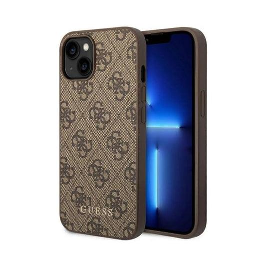 Guess Hülle GUHCP14MG4GFBR 4G Metal Logo Gold Braun – iPhone 14 Plus