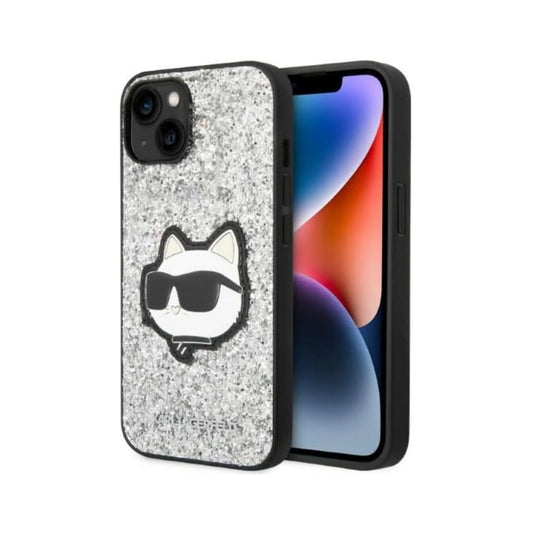 Karl Lagerfeld NFT Glitter Choupette Patch Case, Silber - iPhone 14
