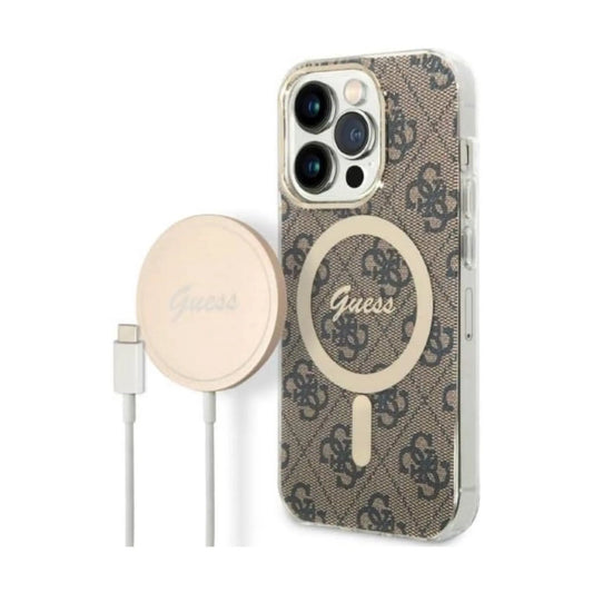 Guess Bundle Pack MagSafe 4G Braun-Gold - iPhone 14 Pro Max