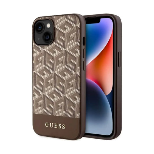 Guess Hülle Gcube Stripes Für Magsafe Braun - iPhone 14 Plus