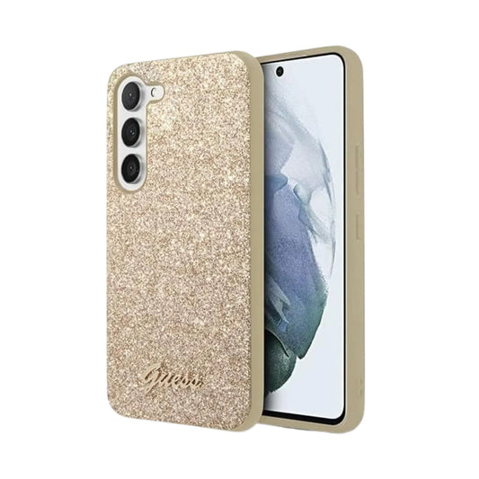 Guess Glitter Script TPU Hülle Gold – Samsung Galaxy S23