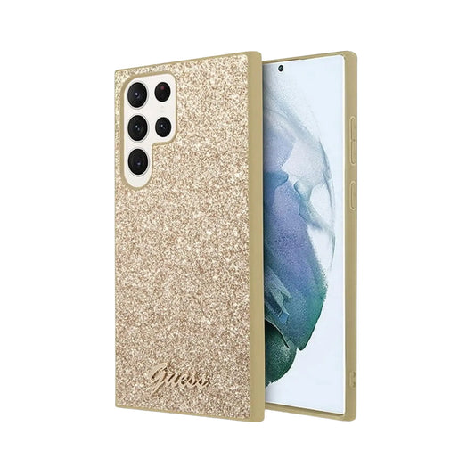 Guess Hülle Glitter Flakes Metal Logo Gold – Galaxy S23 Ultra