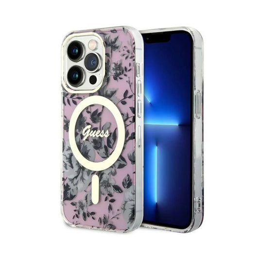 Guess Hülle Flower MagSafe Pink - iPhone 14 Pro