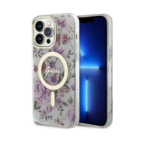 Guess Hülle Flower MagSafe Transparent - iPhone 14 Pro Max
