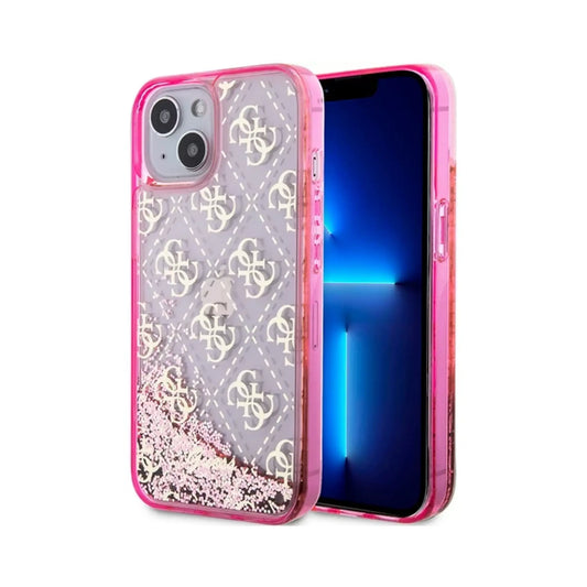 Guess Hülle Liquid Glitter Translucent 4G Rosa - iPhone 14