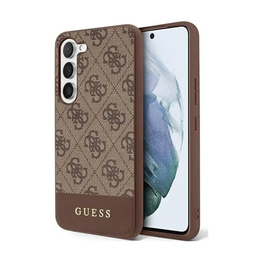 Guess Galaxy S23+ Hülle, Braun – 4G Bottom Stripe Metall Logo