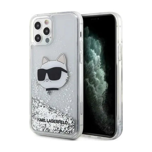 Karl Lagerfeld Liquid Glitter NFT Choupette Head Case, Silber - iPhone 12 / 12 Pro