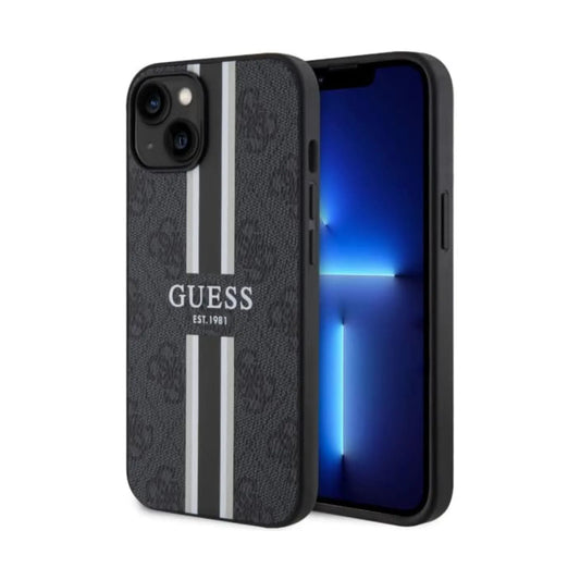 Guess Hülle 4G Printed Stripes MagSafe Schwarz - iPhone 14 Plus