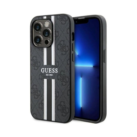 Guess Hülle 4G Printed Stripes MagSafe Schwarz - iPhone 14 Pro