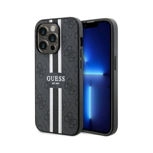 Guess Hülle 4G Printed Stripes MagSafe Schwarz - iPhone 14 Pro Max