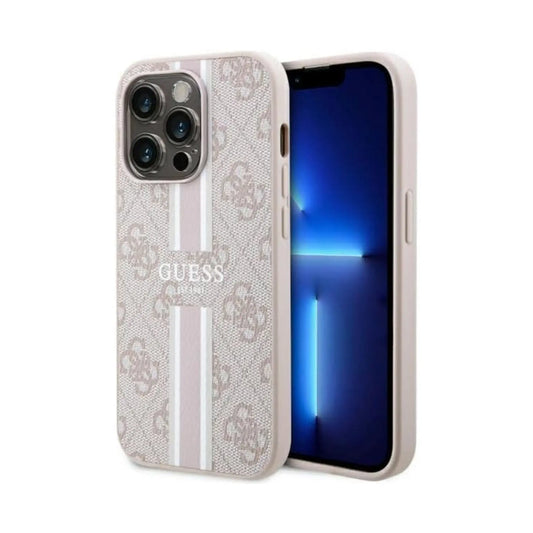 Guess Hülle 4G Printed Stripes MagSafe Pink - iPhone 14 Pro