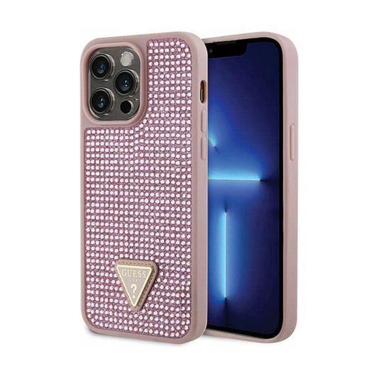 Guess Hülle Triangle Metal Logo Strass Rosa – iPhone 14 Pro Max