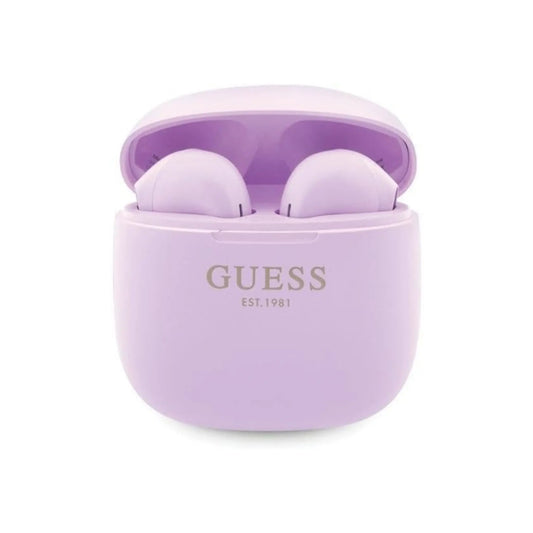 Guess True Wireless Script Logo Bluetooth 5.3 Violett - TWS Kopfhörer mit Ladeetui